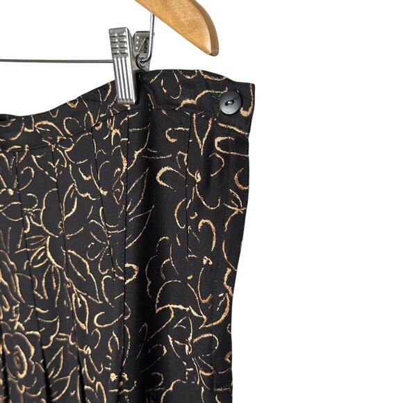 Kelly Stevens Vintage Black Floral Skirt Plus 20 Midi Pleated Made in USA - Picture 3 of 7